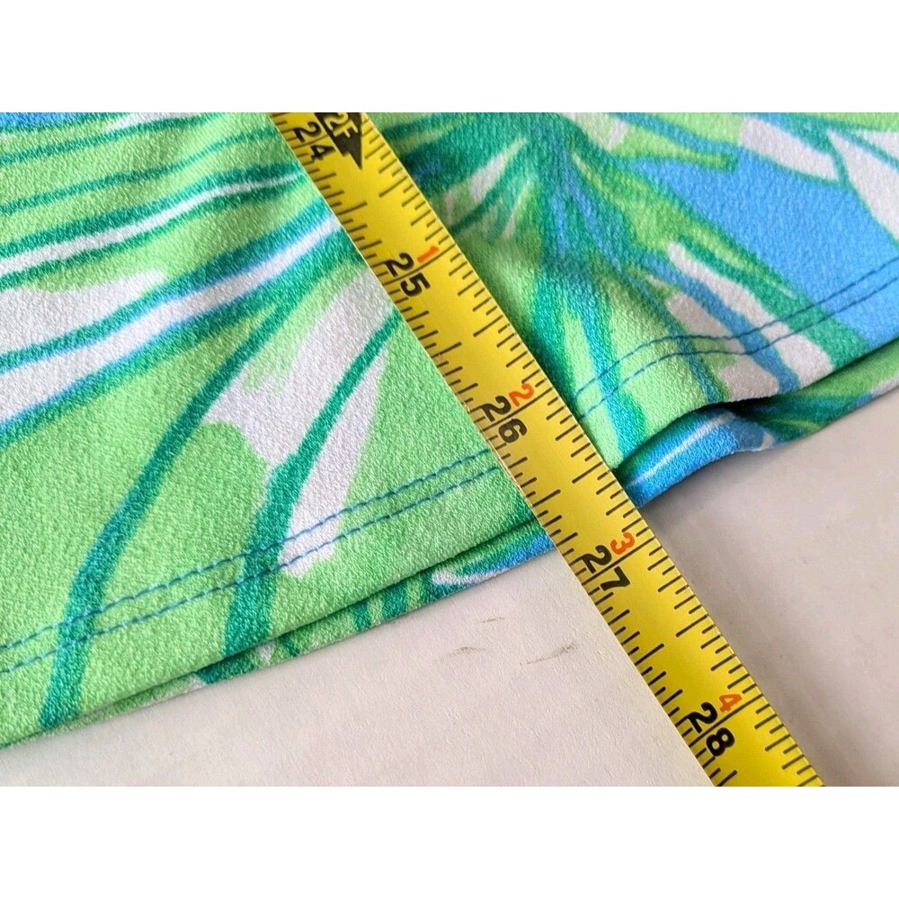 Ruby Rd Womens XL Sleeveless Blue Tropical Leaf Print Blouse Keyhole Crochet - Picture 5 of 16